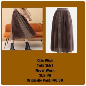 Mid Calf Tulle Brown Ombré Skirt
